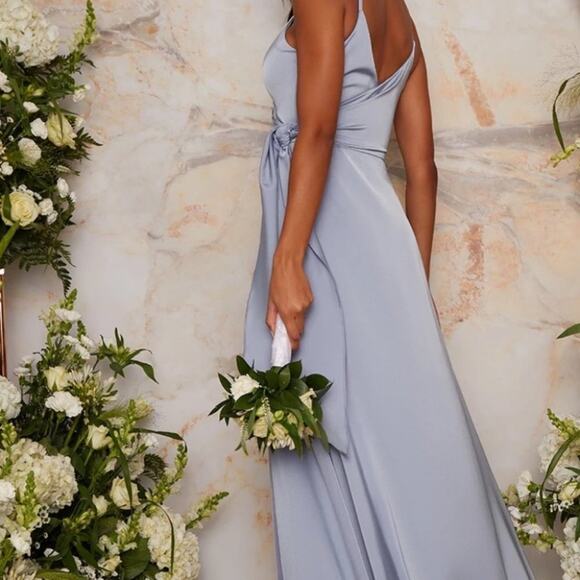 Chi Chi London Blue Formal Slit Dress Size 8 Medium - Picture 3 of 7